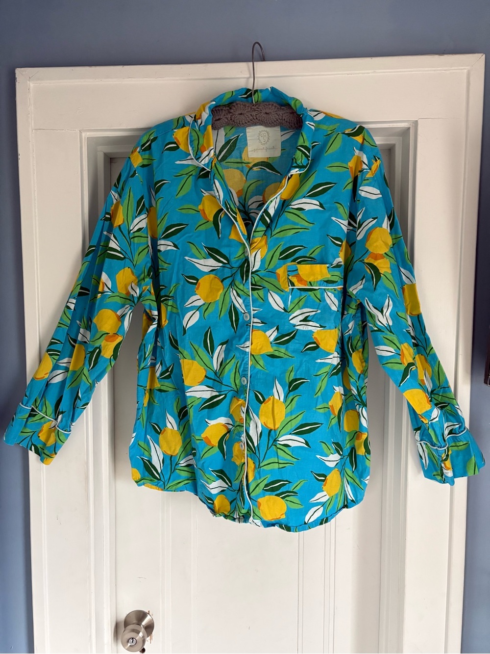 Printfresh Organic Cotton "Lemon Zest" Long Sleeve Pajama Top (XL Tall)